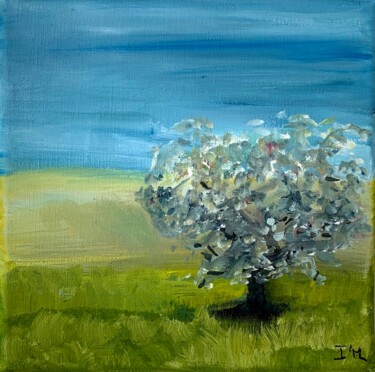 Painting titled "Arbre N°12" by Isabelle Marthouret Brisset, Original Artwork, Oil Mounted on Wood Stretcher frame