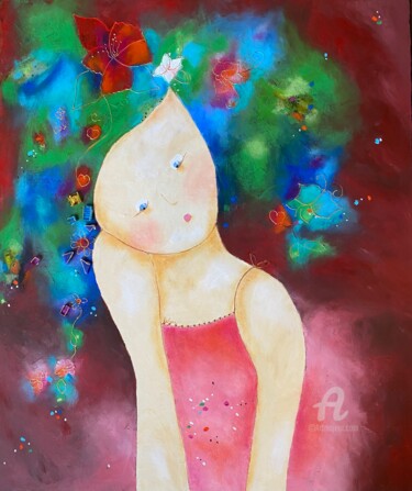 Peinture intitulée "Une fée ne pleure j…" par Hélène Bouhier, Œuvre d'art originale, Acrylique Monté sur Châssis en bois