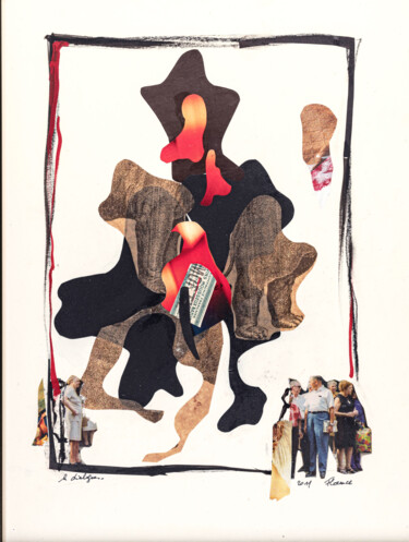 Collages intitolato "Le dialogue" da Florence Mura, Opera d'arte originale, Acrilico Montato su Telaio per barella in legno