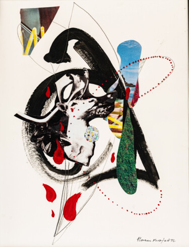 Collages intitulée "Triskel" par Florence Mura, Œuvre d'art originale, Acrylique Monté sur Châssis en bois