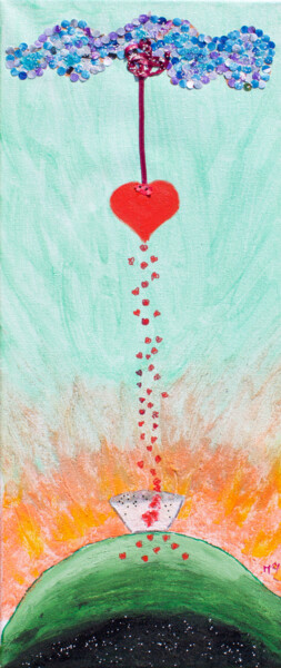 Peinture intitulée "Amour" par Maguie Mesguich, Œuvre d'art originale, Collages Monté sur Châssis en bois