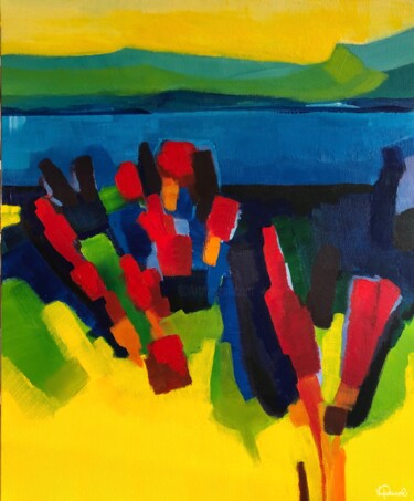 Roseau Peinture intitulée "Roseau" par Violaine Quesnel, Œuvre d'art originale, Acrylique Monté sur Châssis en bois