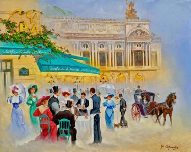 Painting titled "Table des artistes" by Georges Corominas, Original Artwork, Oil