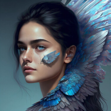 Painting titled "mavi melek" by Mehmet Duhan, Original Artwork, Digital Painting