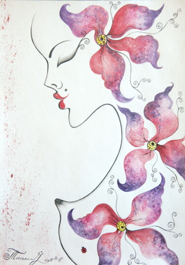 Ella Painting titled "Ella" by Iryna Tatur, Original Artwork, Watercolor