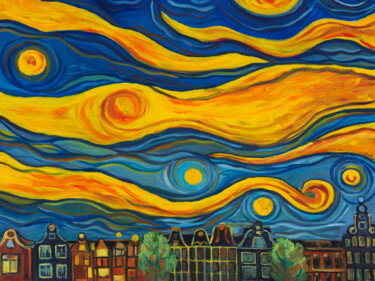 Oslo street Pintura titulada "Oslo street" por Svetlana Lebedeva, Obra de arte original, Oleo Montado en Bastidor de camilla de madera