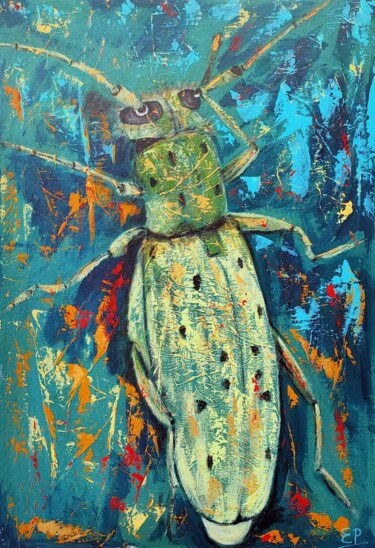 「Petit habitant de l…」というタイトルの絵画 Eliane Perrierによって, オリジナルのアートワーク, アクリル ウッドパネルにマウント