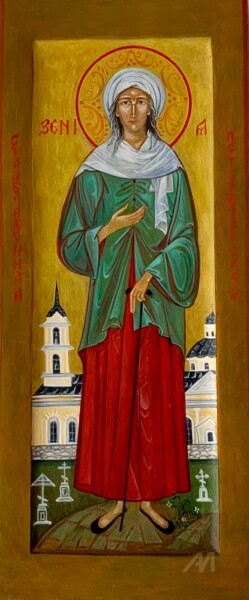 Malerei mit dem Titel "Holy Blessed Xenia…" von Olga Liutova-Amplatz, Original-Kunstwerk, Tempera