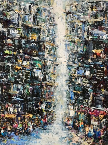 Ζωγραφική με τίτλο "Abstract Street Imp…" από Vilma Gataveckiene, Αυθεντικά έργα τέχνης, Λάδι