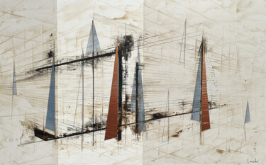 Schilderij getiteld "NEW HORIZONS" door Ludovic Mercher, Origineel Kunstwerk, Acryl Gemonteerd op Frame voor houten brancard