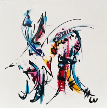 Schilderij getiteld "Draco" door Luc Villard, Origineel Kunstwerk, Acryl Gemonteerd op Frame voor houten brancard