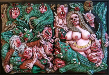 Rzeźba zatytułowany „La tentation de sai…” autorstwa Burnel Philippe, Oryginalna praca, Papier mache Zamontowany na artwork_…