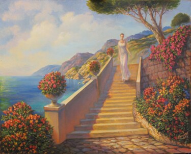 Painting titled "walk" by Gennadiy Protsko, Original Artwork, Oil