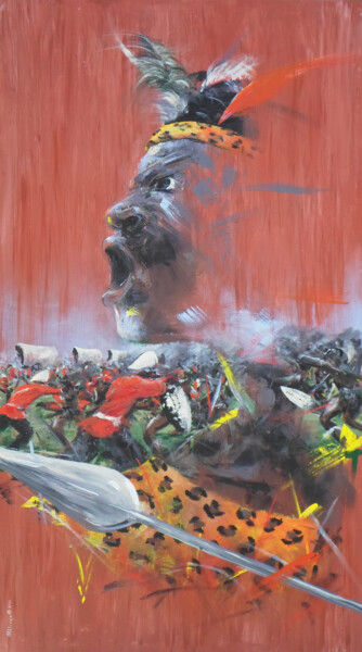 「Anglo-Zulu War」というタイトルの絵画 Mbongeniによって, オリジナルのアートワーク, アクリル