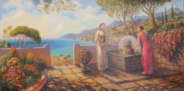 Painting titled "meeting" by Gennadiy Protsko, Original Artwork, Oil