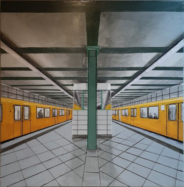 Weberviese station Berlin Painting titled "Weberviese station…" by Ana Del Castillo Ibarrola, Original Artwork, Acrylic Mounted on Wood Stretcher frame