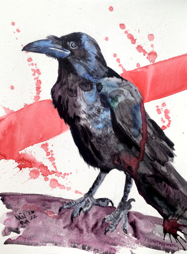 绘画 标题为“Crow 1” 由Alex Vainova, 原创艺术品, 水彩