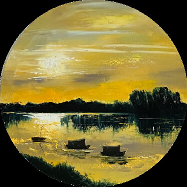 Malerei mit dem Titel "La LOIRE" von Catherine Philippe, Original-Kunstwerk, Öl Auf Keilrahmen aus Holz montiert