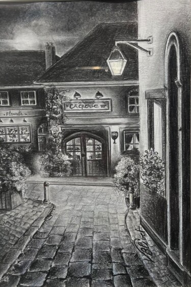 Dessin intitulée "La crêperie" par Valérie Blivet, Œuvre d'art originale, Crayon