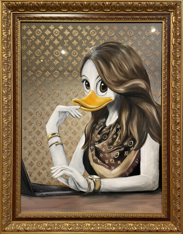 Зеркальная картина Louis Vuitton miss Duck (скрудж макдак) 绘画 标题为“Зеркальная картина…” 由Наталья Комар, 原创艺术品, 油