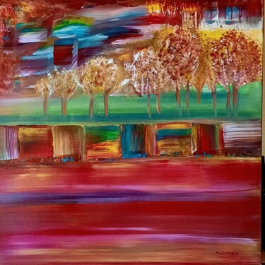 Painting titled "PARFUM DE PRINTEMPS" by Maryse Houppilliart, Original Artwork, Oil Mounted on Wood Stretcher frame
