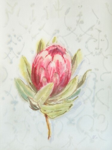 Protea Pittura intitolato "Protea" da Anna Hnatiuk, Opera d'arte originale, Acquarello