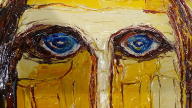 Malerei mit dem Titel "le regard du christ…" von Frederic Servian, Original-Kunstwerk, Öl