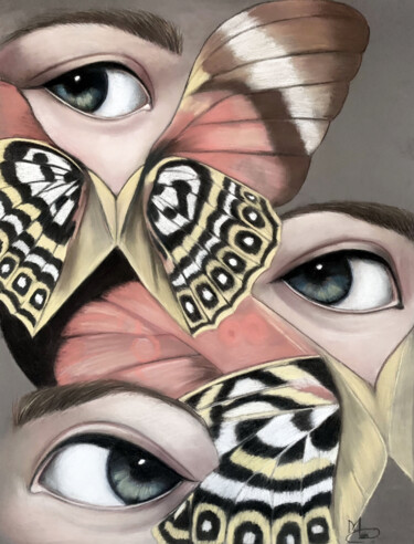 Butterflies gazes Drawing titled "Butterflies gazes" by Maria Romano, Original Artwork, Pastel