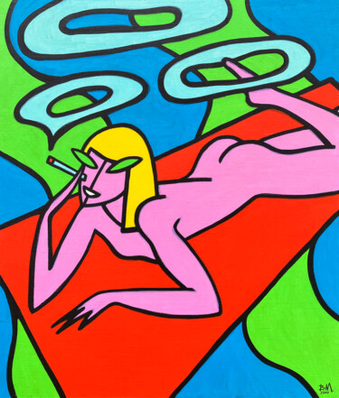 绘画 标题为“Smoke rings, oil pa…” 由Mykhalchuk Vadym, 原创艺术品, 油 安装在木质担架架上