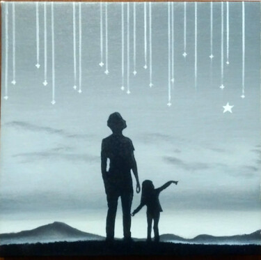 Painting titled ""Esprimi un desider…" by Walter Colli, Original Artwork, Acrylic Mounted on Wood Stretcher frame