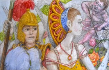 图画 标题为“Cruel Cupid's Gest” 由Edwin Loftus, 原创艺术品, 粉彩