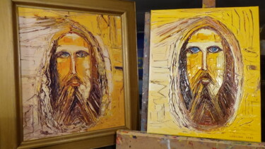 Malerei mit dem Titel "le christ jaune oeu…" von Frederic Servian, Original-Kunstwerk, Öl