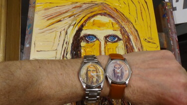 Malerei mit dem Titel "la montre christ ja…" von Frederic Servian, Original-Kunstwerk, Öl