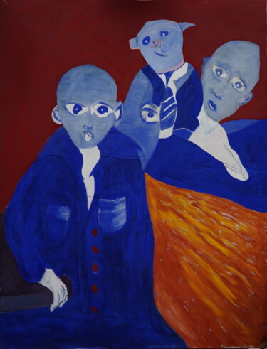 Pittura intitolato "L'ATTENTE...Prémoni…" da Roger Ernest Jankow, Opera d'arte originale, Tempera