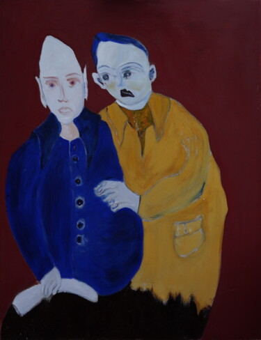 Peinture intitulée "La confidence" par Roger Ernest Jankow, Œuvre d'art originale, Tempera