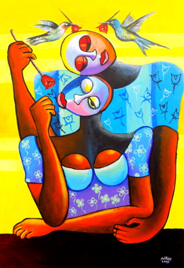 Malarstwo zatytułowany „Bold Love and Hugs” autorstwa Olaoluwa Smith, Oryginalna praca, Akryl