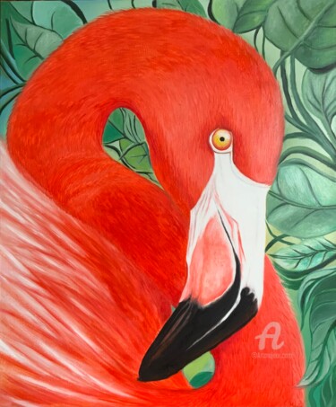 Peinture intitulée "Flamme en rose" par Marie Bourgeois (Fabulousartsgallery), Œuvre d'art originale, Huile