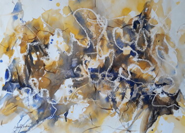 Schilderij getiteld "Rota de fuga" door Renato Cardoso, Origineel Kunstwerk, Aquarel