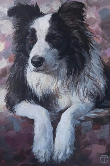 Peinture intitulée "Border Collie 4" par Olia Tomkova, Œuvre d'art originale, Acrylique