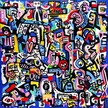 Inside the System Peinture intitulée "Inside the System" par Ciano, Œuvre d'art originale, Acrylique Monté sur Panneau de bois