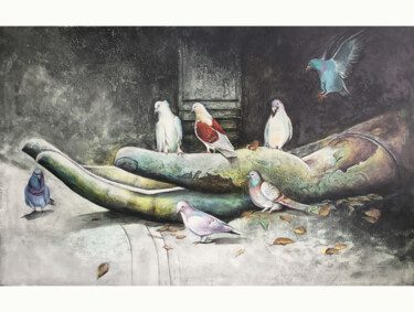 绘画 标题为“Beautiful Messenger” 由Malinga Kumarasinghe, 原创艺术品, 丙烯 安装在木质担架架上