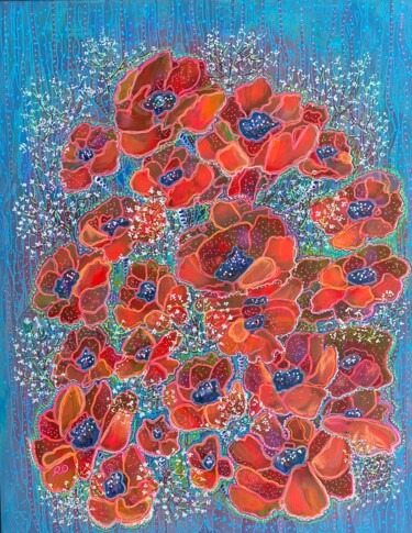 Original painting “Poppy bouquet” Peinture intitulée "Original painting “…" par Olga Rokhmanyuk (ROArtUS), Œuvre d'art originale, Acrylique