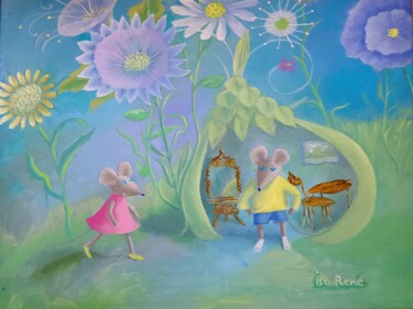 Peinture intitulée "Lili et Lulu" par Isabelle Rene, Œuvre d'art originale, Huile Monté sur Châssis en bois