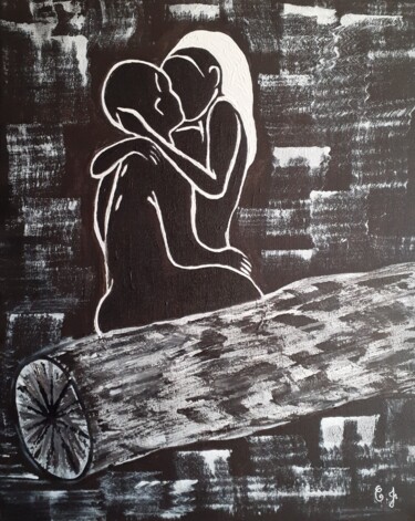 「Les âmes sœurs」というタイトルの絵画 Chrystelle Jagoudelによって, オリジナルのアートワーク, アクリル