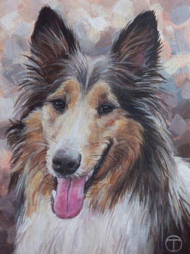 Peinture intitulée "Collie" par Olia Tomkova, Œuvre d'art originale, Acrylique