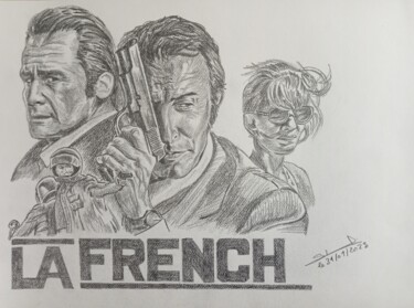 Illustration du film La French réalisé aux crayons 图画 标题为“Illustration du fil…” 由Gilles Staub (LeCrayonAgile), 原创艺术品, 铅笔