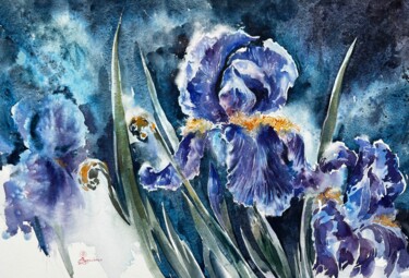 绘画 标题为“Irises#6” 由Larissa Rogacheva, 原创艺术品, 水彩