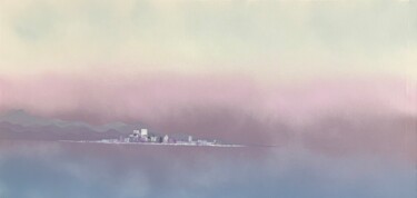 Peinture intitulée "Village mauve" par Siga, Œuvre d'art originale, Acrylique Monté sur Châssis en bois