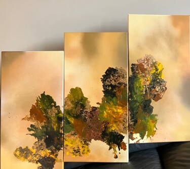 Peinture intitulée "Tryptique  jaune" par Siga, Œuvre d'art originale, Acrylique Monté sur Châssis en bois