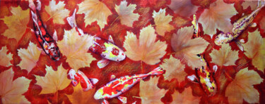 Peinture intitulée "Yellow Leaves and C…" par Rakhmet Redzhepov, Œuvre d'art originale, Acrylique Monté sur Châssis en bois
